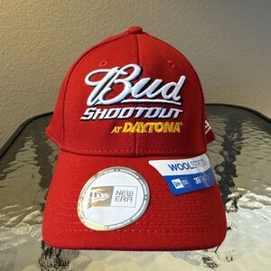 New Era Fitted Red Med Large Baseball Hat Daytona Shootout NASCAR Budweiser NWT
